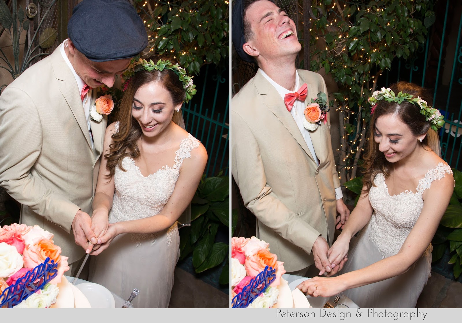 Bride and groom cutting the cake at The Hacienda