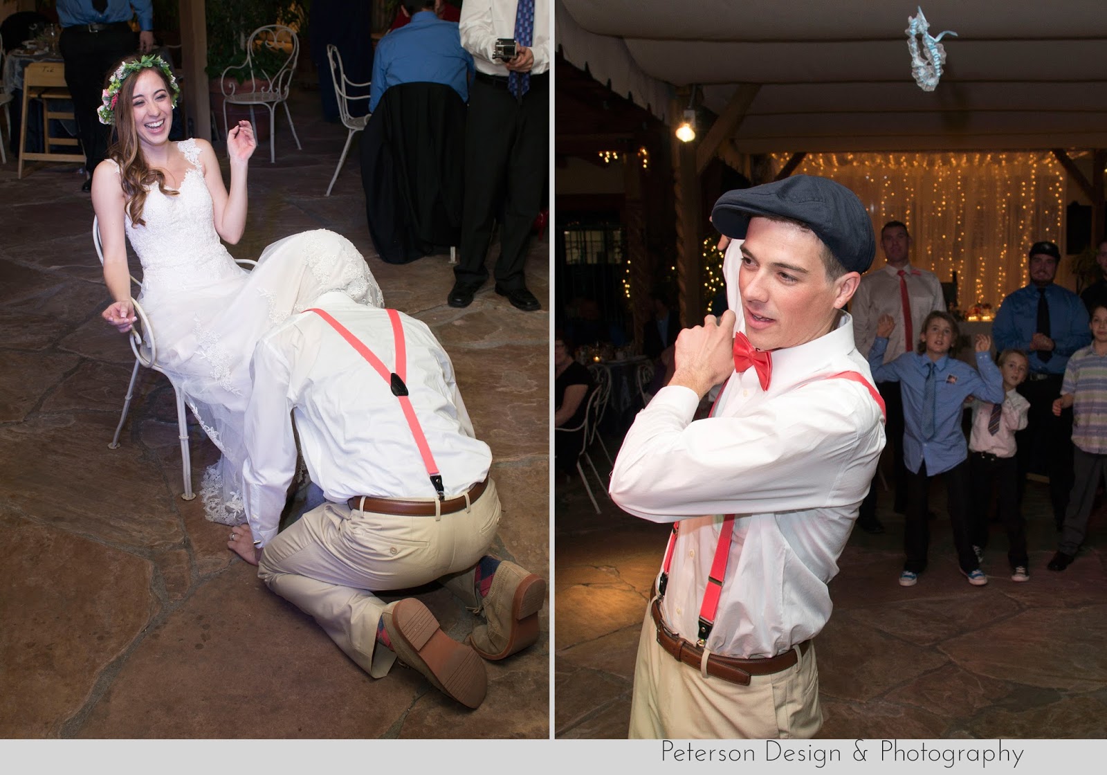 bride with groom garter toss