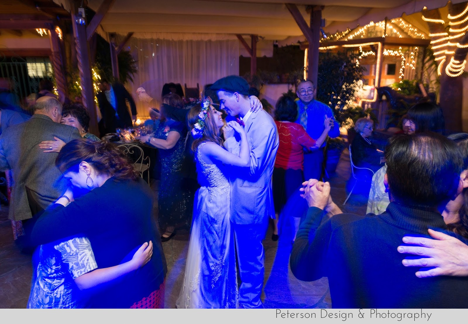 Bride and Groom slow dance in the light at The Hacienda